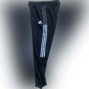 Adidas Athletic Track Soccer Pants white Stripes, ankle zipper pockets, LG ⚽️